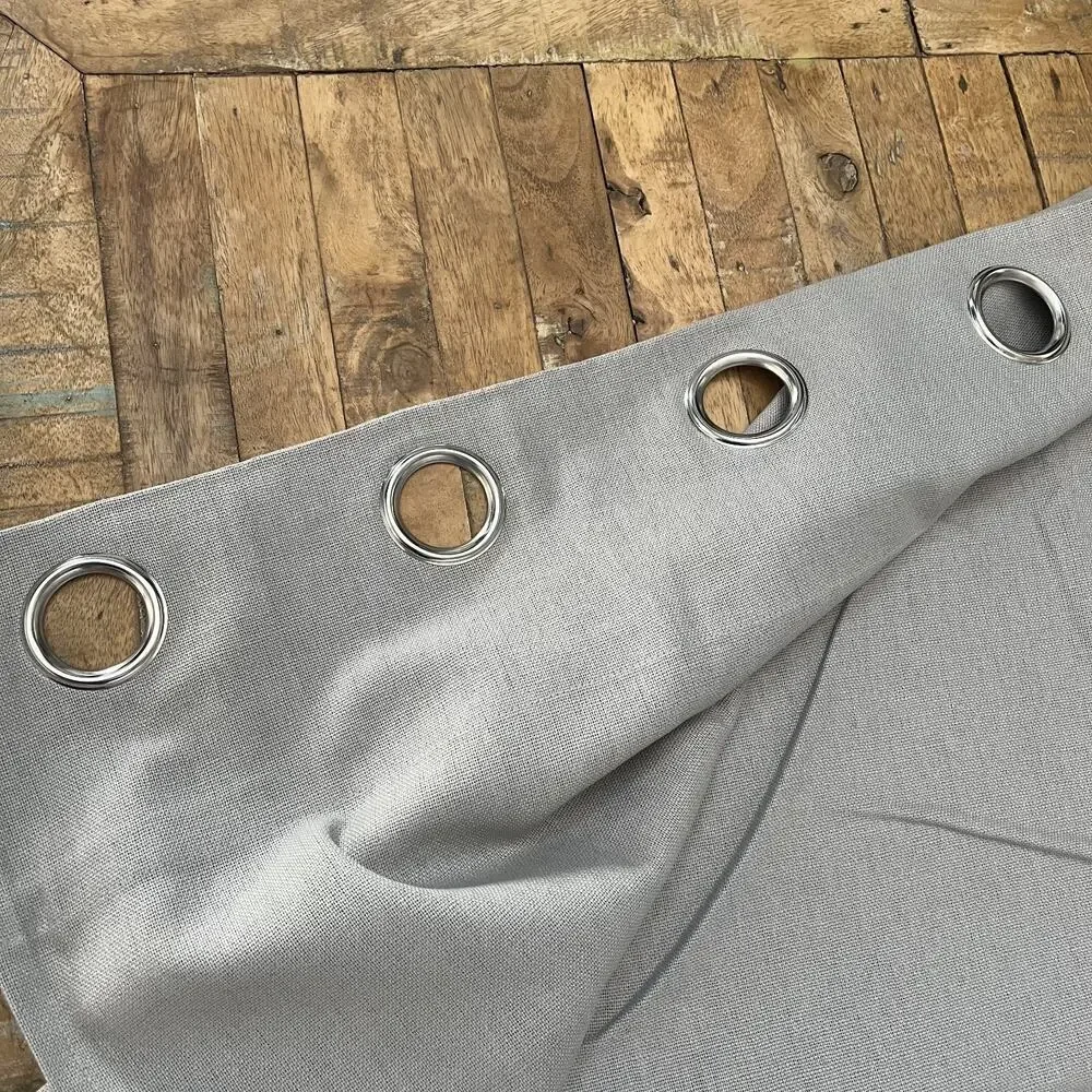 2 West Elm Gray Linen Blend Grommet Curtain Panels 48x96in